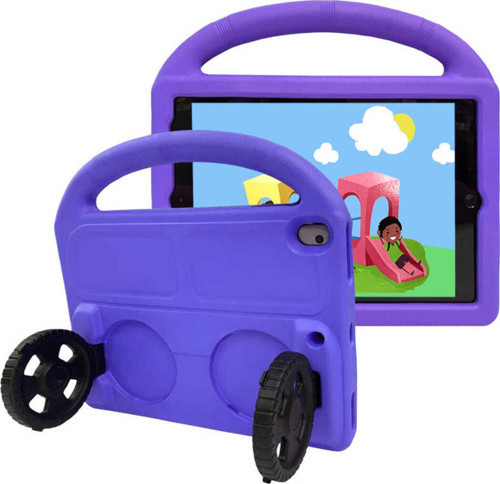 İpad Pro 10.5 (7.Nesil) Uyumlu Klfs Wheel Car Tekerlek Standlı Tablet Eva Silikon Kılıf-Mor