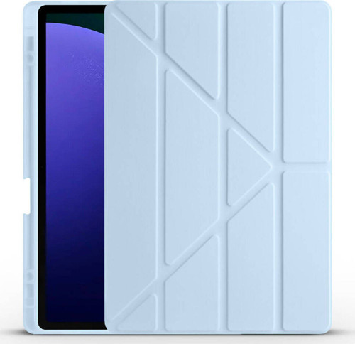 Galaxy Tab S9 Plus Kılıf Uyumlu Klfs Tri Folding Kalem Bölmeli Standlı Kılıf-Mavi