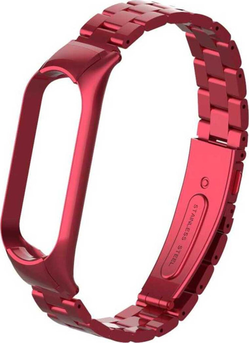 Xiaomi Mi Band 5 Uyumlu Krd-04 Metal Klfs Kordon-Kırmızı