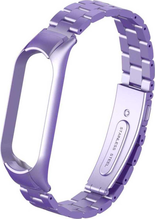 Xiaomi Mi Band 5 Uyumlu Krd-04 Metal Klfs Kordon-Lila