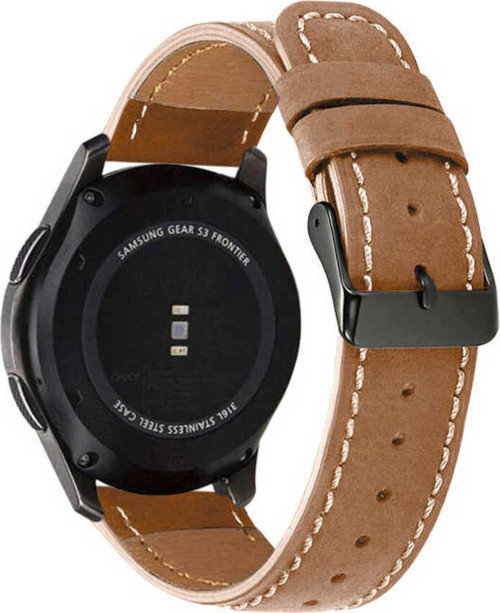 Galaxy Watch 46Mm 22Mm Uyumlu Krd-29 Deri Klfs Kordon-Kahverengi