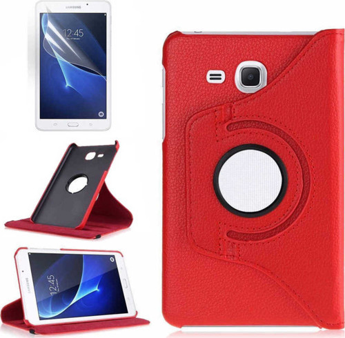 Galaxy Tab 4 T280 Uyumlu Klfs Dönebilen Standlı Kılıf-Kırmızı