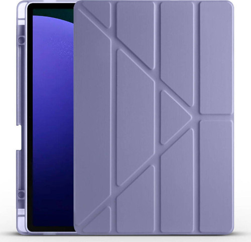 Galaxy Tab S9 Plus Kılıf Uyumlu Klfs Tri Folding Kalem Bölmeli Standlı Kılıf-Mor