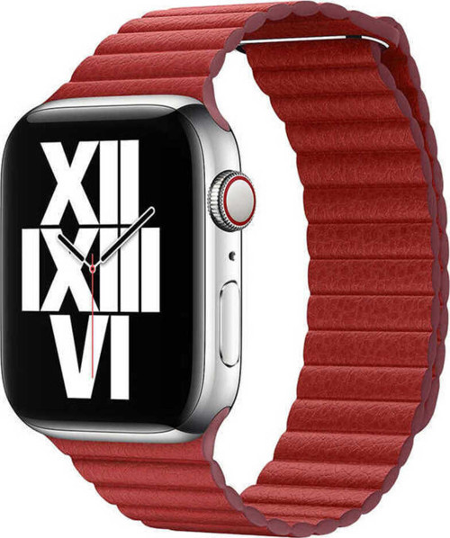 Watch 44Mm Uyumlu Krd-09 Deri Lop Klfs Kordon-Kırmızı