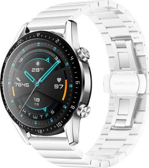 Galaxy Watch 42Mm (20Mm) Uyumlu Krd-16 Metal Klfs Kordon-Beyaz