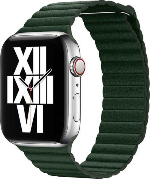 Watch 44Mm Uyumlu Krd-09 Deri Lop Klfs Kordon-Koyu Yeşil