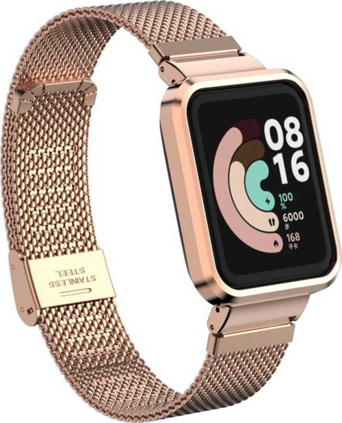 Xiaomi Redmi Watch (Mi Watch Lite) Uyumlu Krd-59 Metal Klfs Kordon-Rose Gold