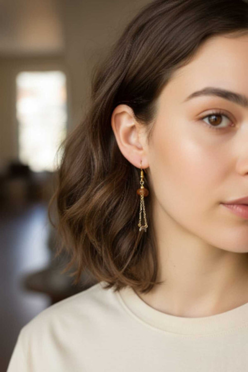 Akik taşlı Sallantılı Küpe