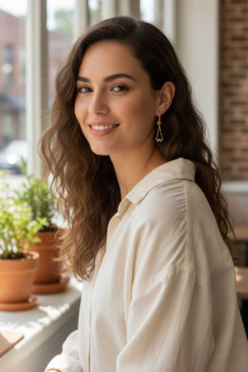 Akik taşlı Sallantılı Küpe