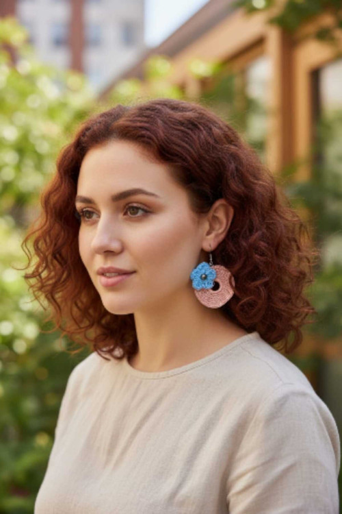 Crochet Örgü İşlemeli Küpe