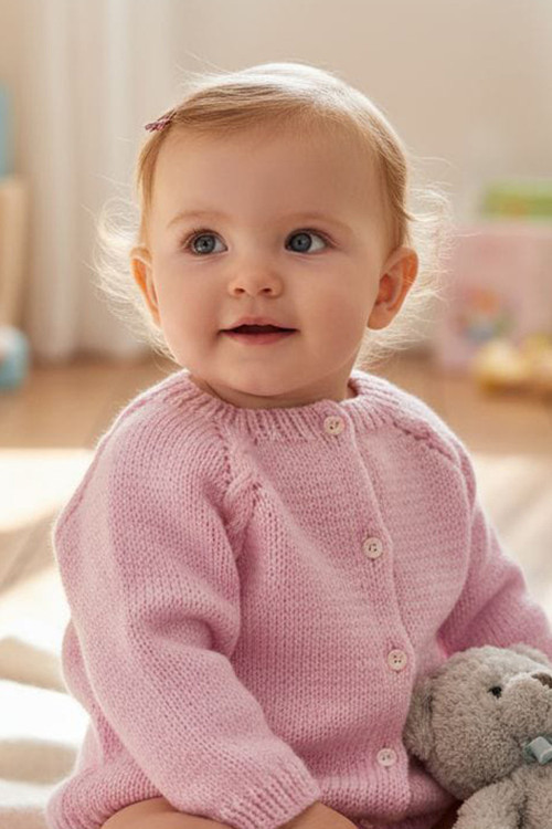 1-2 Yaş Örgü Kız Bebek Hırkası