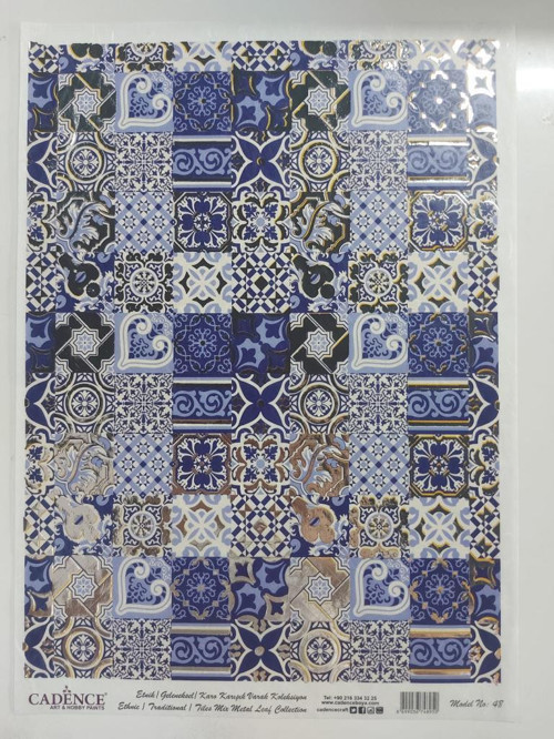 Desenli Gümüş Varak Pirinç Dekoapaj Kağıdı - Model 048
