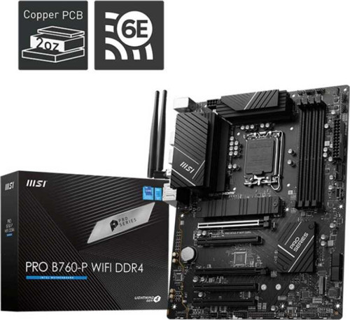 PRO B760-P Wi-Fi Sata,M2 Ddr4 5333Mhz Usb 3.2 Dp Hdmi Ses 2.5Gbit Lan + Wifi + Bt 1700P ATX Anakart