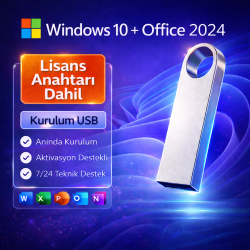 Windows 10 + Office 2024 Kurulum USB’si + Lisans Anahtarları – Aktivasyon Destekli Paket