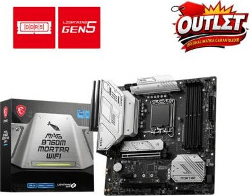 MAG B760M MORTAR WIFI SOKET 1700 DDR5 7000(OC) PCI-E GEN5 M.2 USB3.2 HDMIDP 1X 2.5G LAN WI-FI 6E MATX Anakart