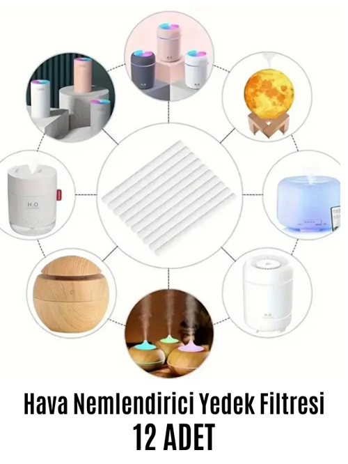 Hava Nemlendirici Difüzör Buhar Makinesi Filtresi 12 Adet Filtre Yedek 10 cm