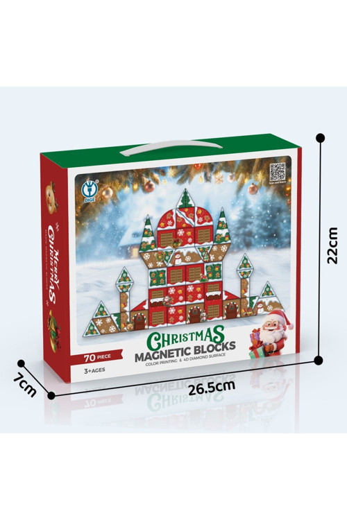 Learning Fun 70 Parça Yılbaşı Kar Temalı Manyetik Bloklar Dıy Oyun Seti