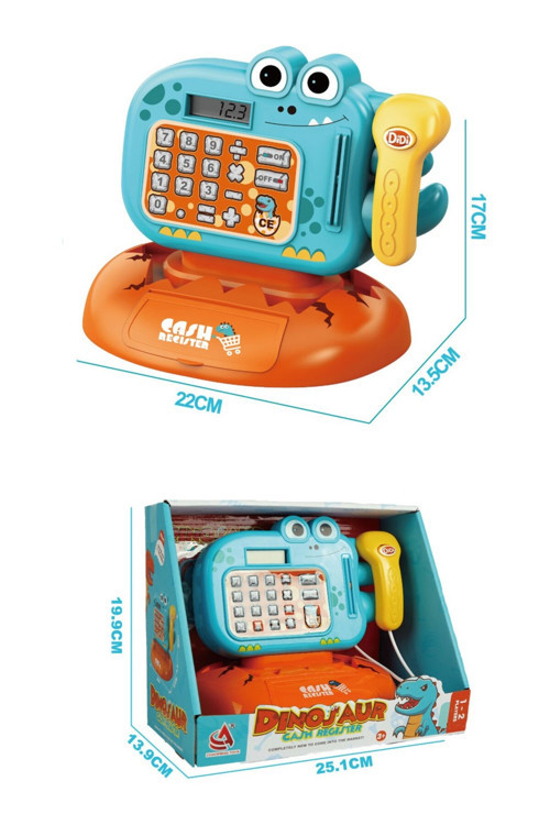 Learning Fun Pilli Işıklı Sesli Yazarkasa Dokunmatik Tuşlu Dijital Ekranlı Oyuncak Yazarkasa Dinozor