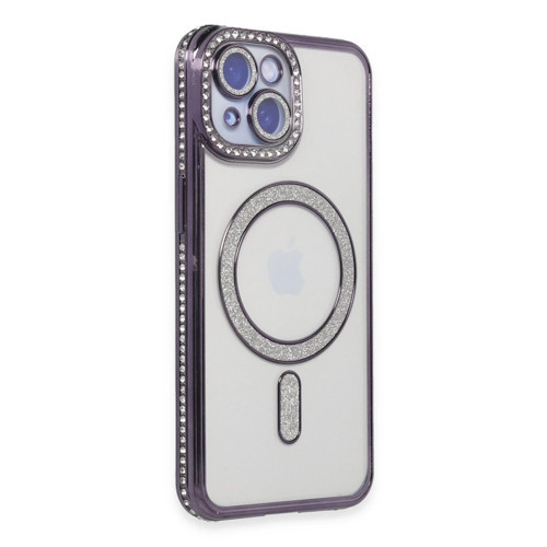 İphone 13 Kılıf Joke Simli Magneticsafe Kılıf - Derin Mor