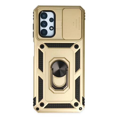 Samsung Galaxy A13 4g Kılıf Pars Lens Yüzüklü Silikon - Gold