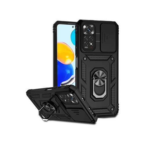 Xiaomi Redmi Note 11 Pro Kılıf Pars Lens Yüzüklü Silikon - Siyah