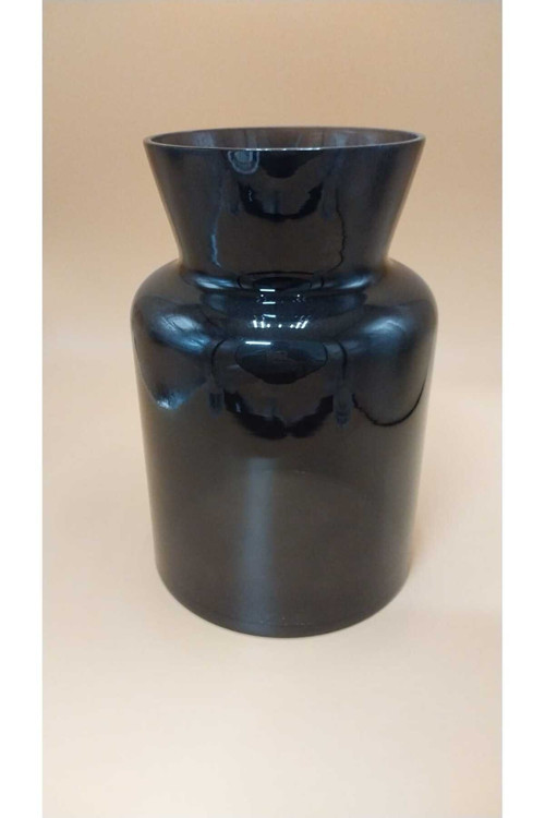 El Yapımı Lüks Dekoratif Cam Vazo Siyah Renk 17x25cm