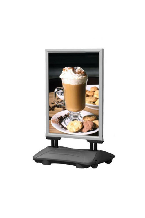 Rüzgara Dayanıklı Açılır Kapanır Dış Mekan Reklam Panosu Çift Taraflı 60x85cm Çerçeveli Gri Renk