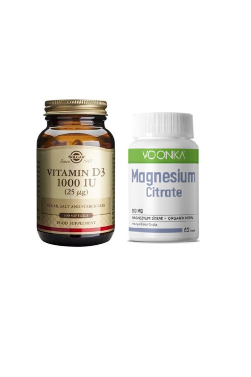 D3 Vitamini 1000 Iu 100 Kapsül + Voonka Magnezyum Sitrat 200 Mg 62 Tablet