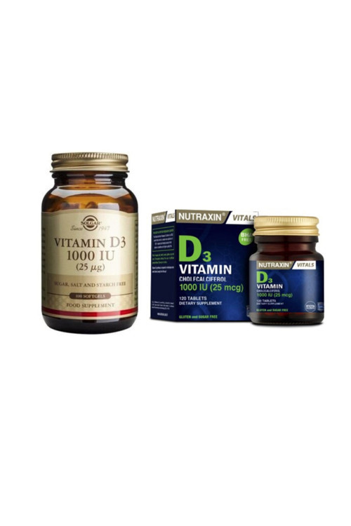 2'li D3 Vitamin Seti-d3 Vitamini 1000 Iu 100 Kapsül + Nutraxin D3 Vitamini 1000 Iu 120 Tablet