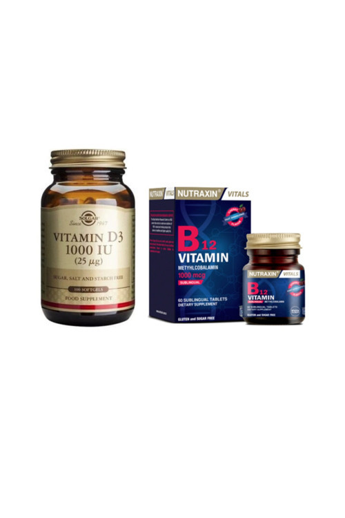 D3 Vitamini 1000 Iu 100 Kapsül + Nutraxin B12 1000 Mcg 60 Dilaltı Tableti