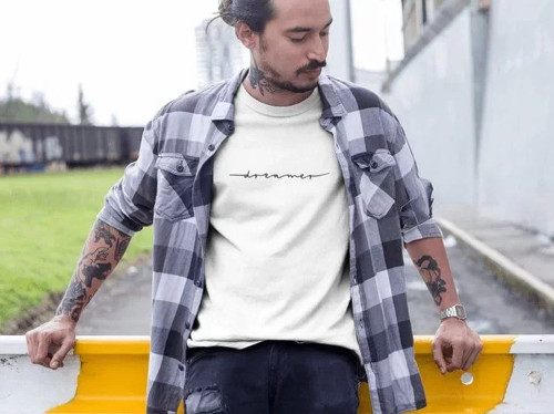 Erkek Bisiklet Yaka Baskılı Oversize TShirt