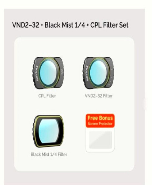 VND2-32 + Black Mist 1/4 + CPL Filter Set For DJI Pocket 3