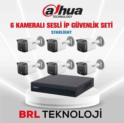 6 Kameralı 2 Mp Sesli İp Güvenlik Kamera Seti IPC-HFW1230TC1-SA