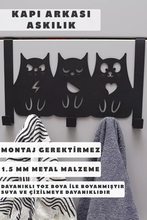 Metal Amerikan Kapı Arkası Askılık - Dekoratif Demir Banyo Askısı