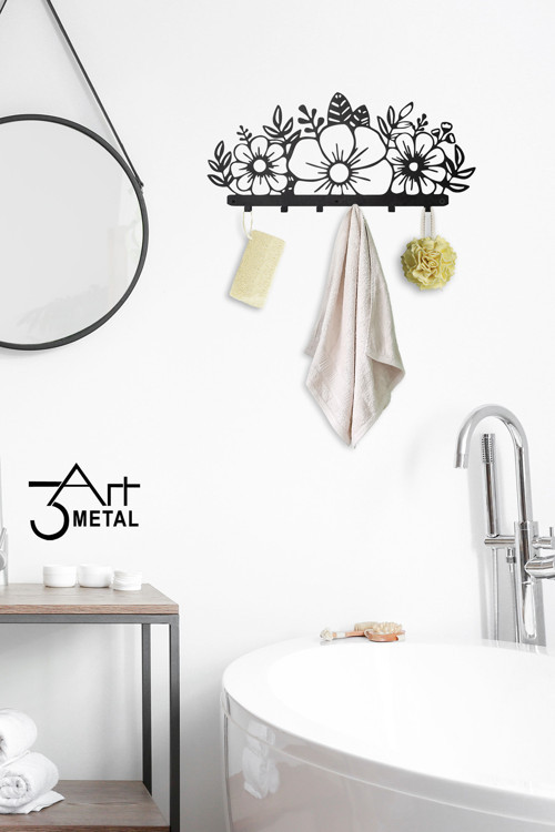 Çiçek Desenli Elbise Askısı - Metal Askılık