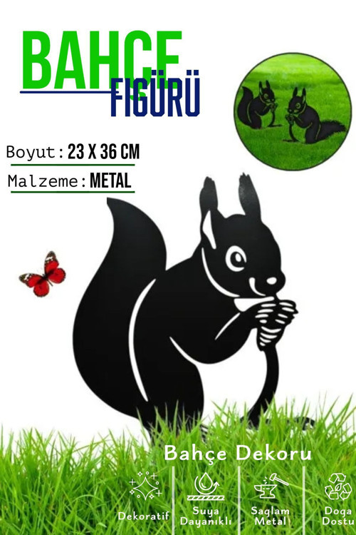 Dekoratif Metal Bahçe Süsü - Bahçe Dekorasyonu - Saksı Üstüne Heykel Figürü