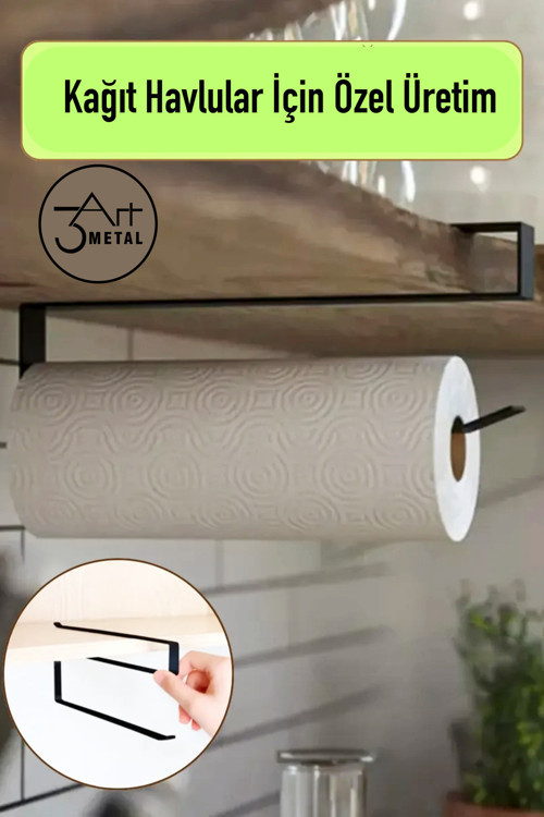 Metal Kağıt Havluluk Mutfak Düzenleyici - Peçetelik - Banyo Askısı - Dolap İçi Düzenleyici