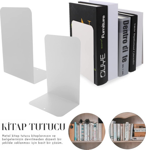 Dekoratif Kitap Tutucu - Metal Kitap Ayracı - Kitap Standı 2'Li Set