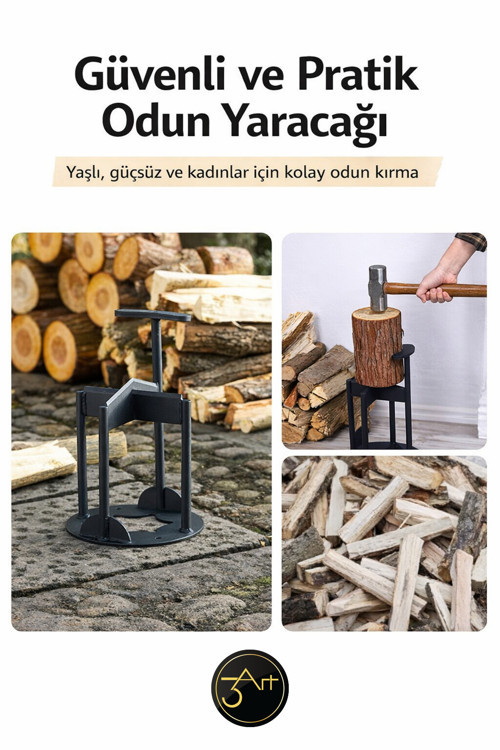 Odun Kırma Standı - Baltalı Odun Bölme Aparatı - Bahçe & Şömine İçin Dayanıklı Odun Kesme Sehpası