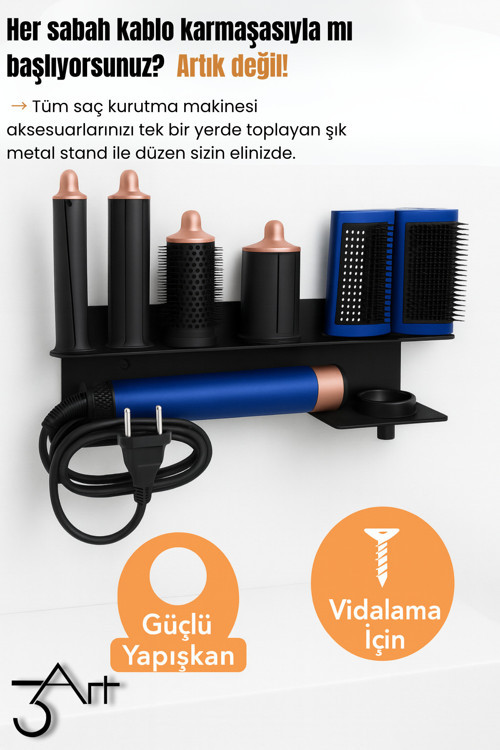 Metal Dysonairwrap Standı – Banyo Askısı - Şık Ve Dayanıklı - Başlık Organizeri