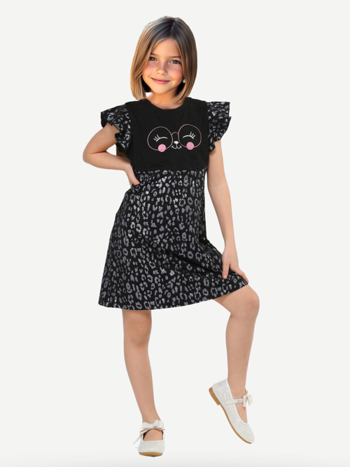 Shine Cat Simli Kız Çocuk Elbise