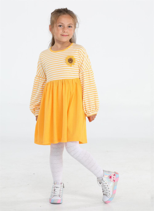 Sunflower Sarı Çizgili Kız Elbise