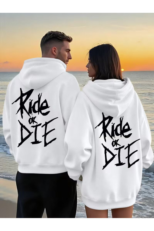 Oversize Hoodie Ride or Die Baskılı – Unisex Kapüşonlu Sweatshirt Sokak Modası