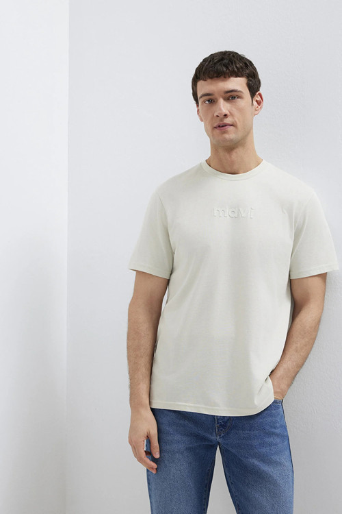 Erkek Logo Baskılı %100 Pamuk T-Shirt M0612732 Sis Gri