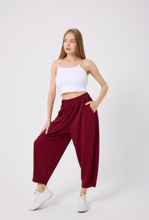 Yeni Sezon Şalvar Pantolon – Siyah, Bordo, Haki Renk Seçenekli Rahat Kesim Kadın Pantolon