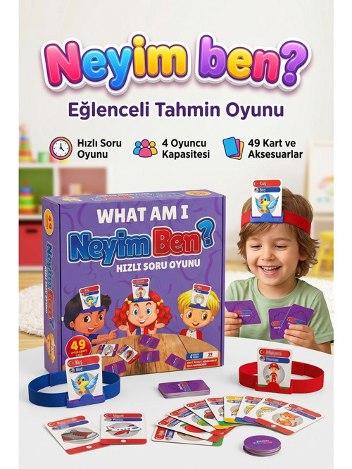 Ben Neyim Türkçe/İngilizce Aile Çocuk Eğlenceli Eğitici Kutu Oyunu Who I'am Eğitici Oyuncak