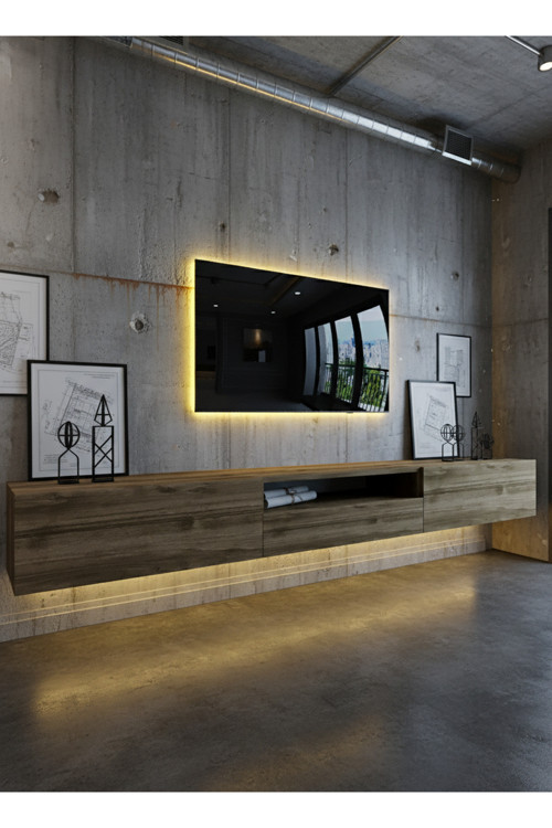 RESİTAL LEDLİ DUVARA MONTE TV SEHPASI - CEVİZ - W6016-2