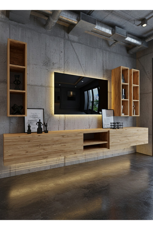 RESİTAL LEDLİ DUVARA MONTE TV SEHPASI - ÇAM - W6003-6