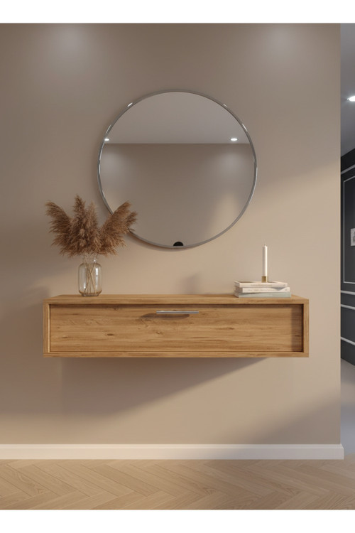 Resital Dresuar Çam Silver - Modern Duvara Monte Antre Mobilyası