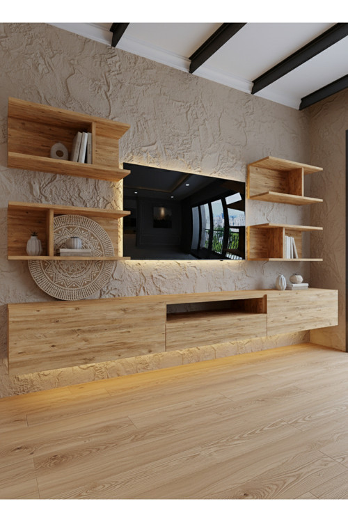 RESİTAL LEDLİ DUVARA MONTE TV SEHPASI - ÇAM - W6013-6
